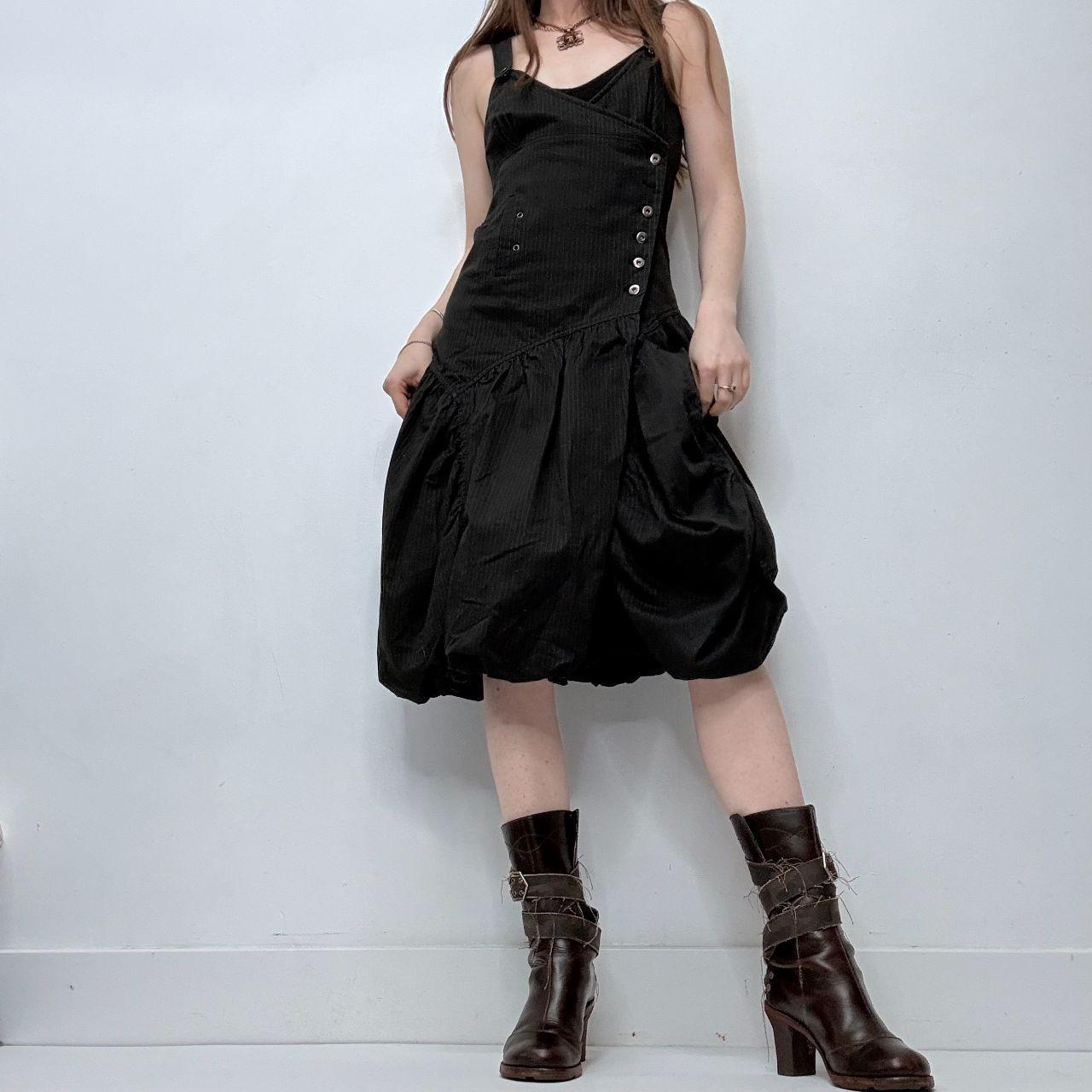 Asymmetric black cargo dress