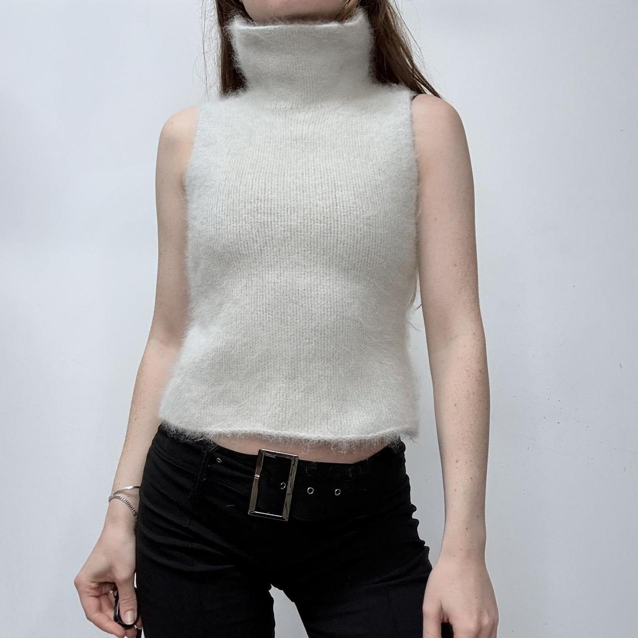 Fluffy angora knitted vest top