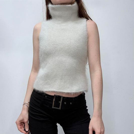 Fluffy angora knitted vest top