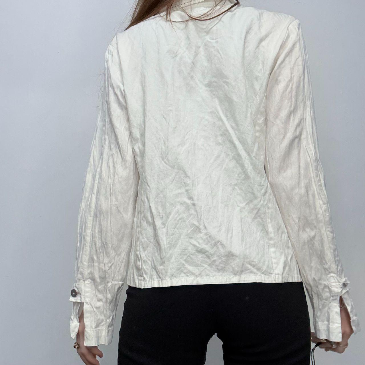 White crinkle flared jacket