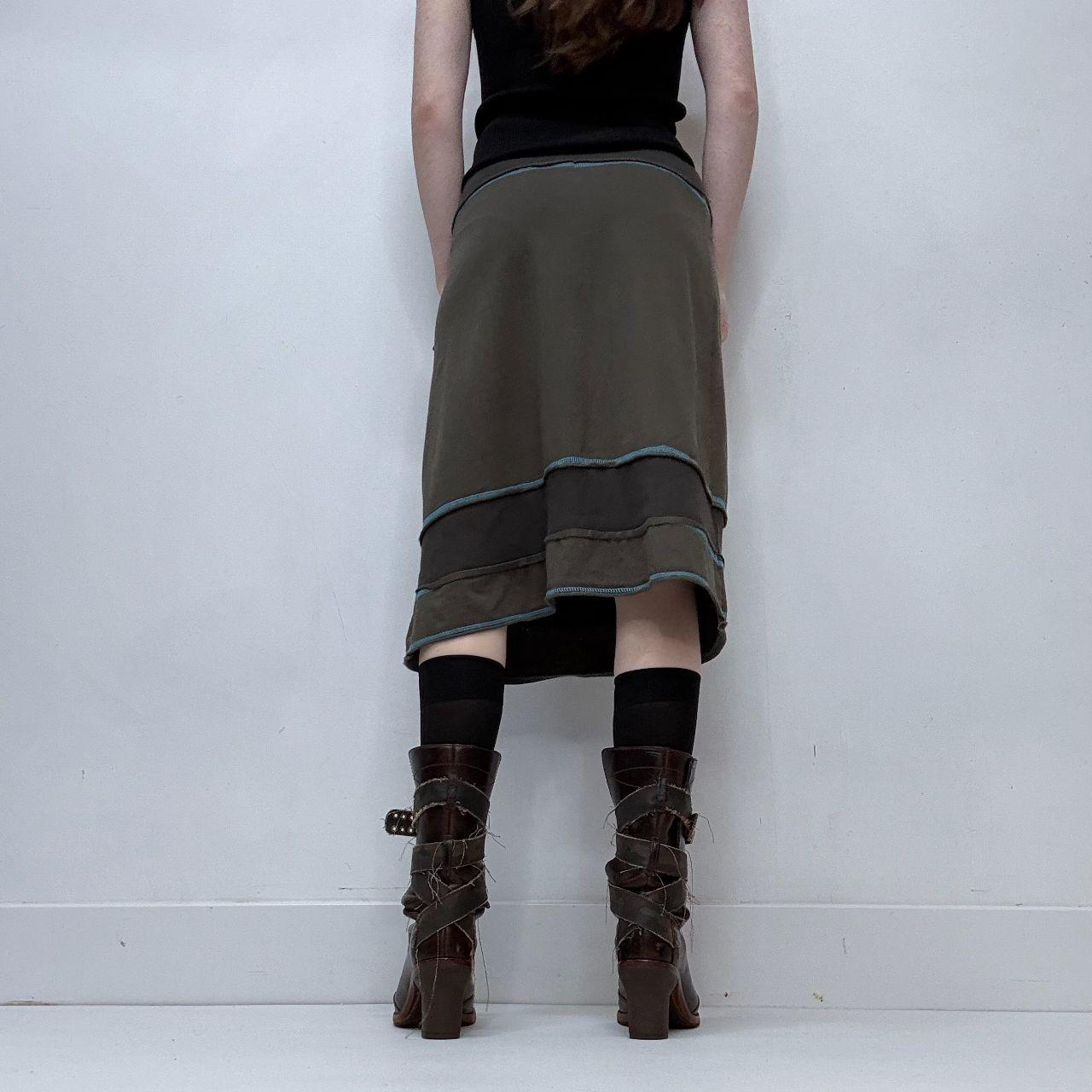 Khaki cop copine jersey midi skirt