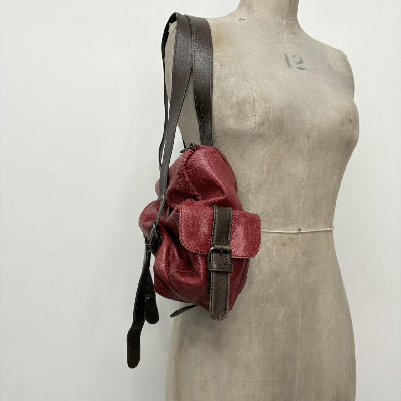 Red leather shoulder bag