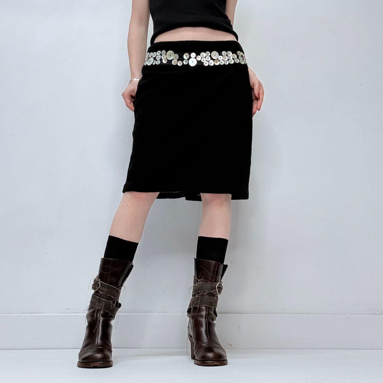 Black twee mother of pearl button skirt