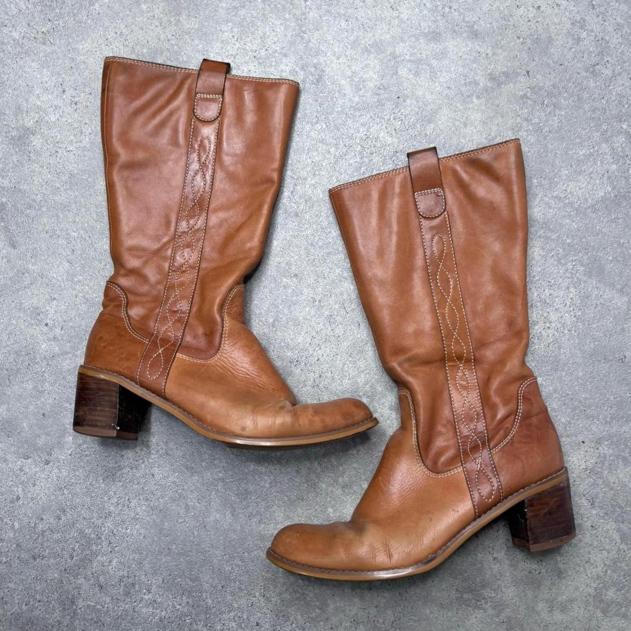 Tan leather campus boots