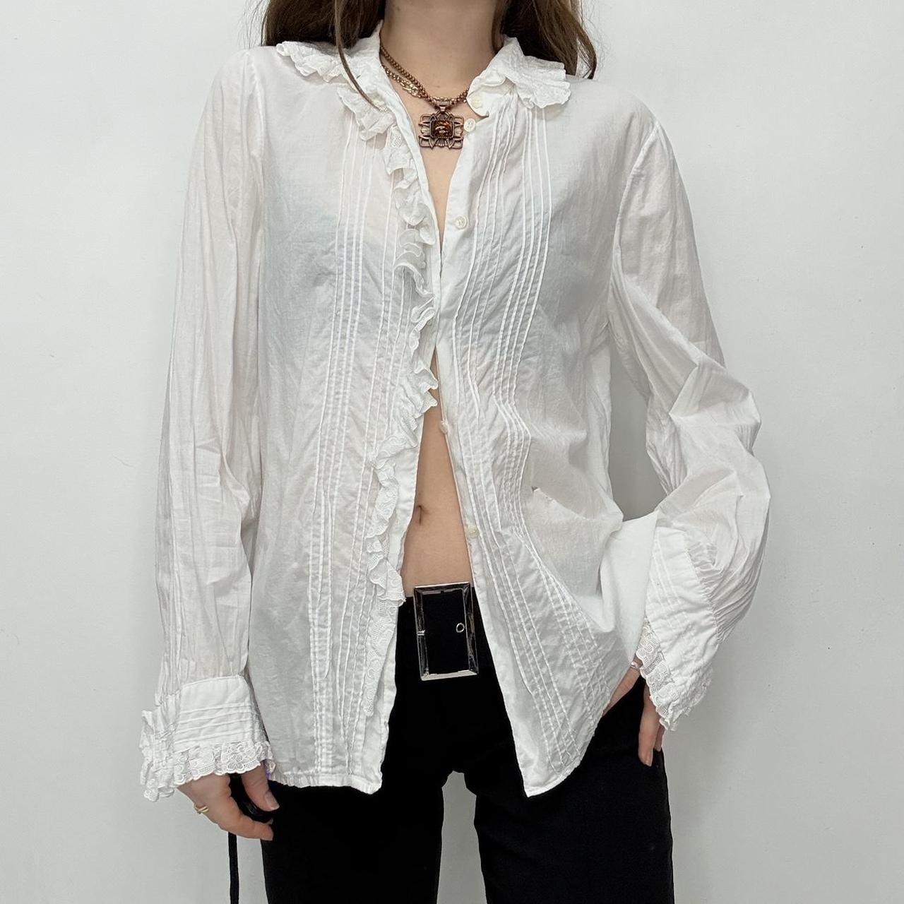 Antique white cotton lace shirt