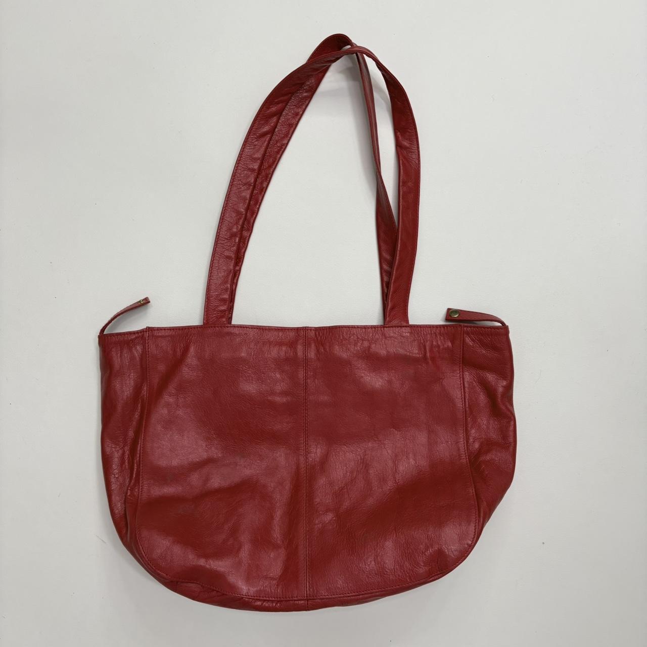 Red leather studded eyelet bag