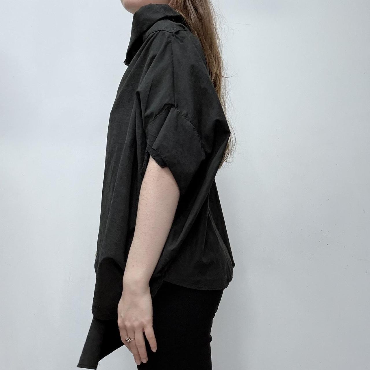 Black structured studded draped asymmetric shirt