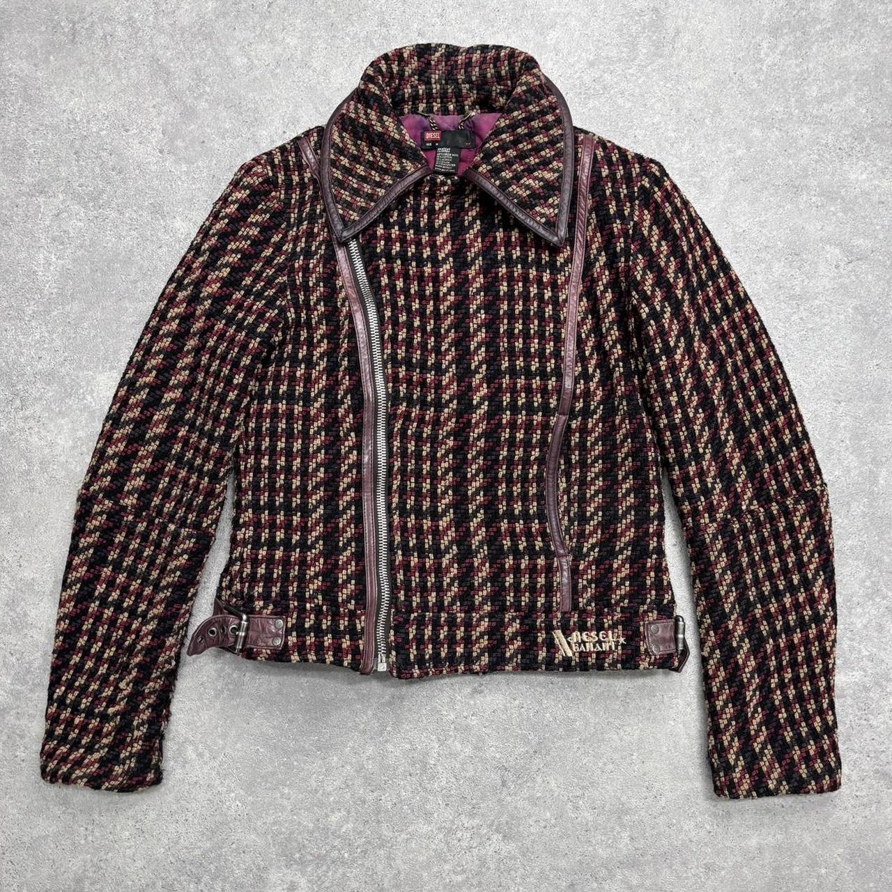Diesel tweed wool asymmetric pea coat