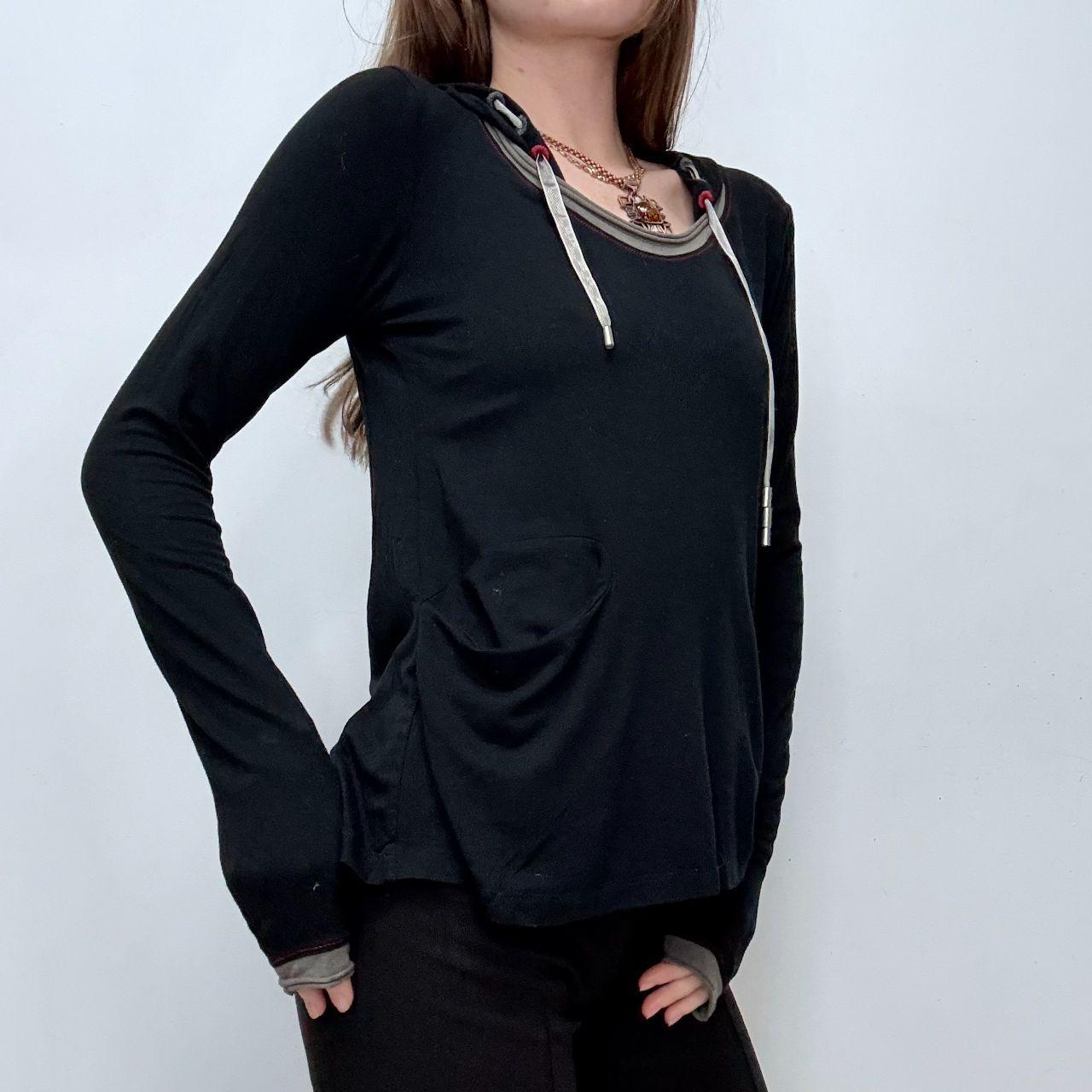 Black slouchy cop copine hooded top
