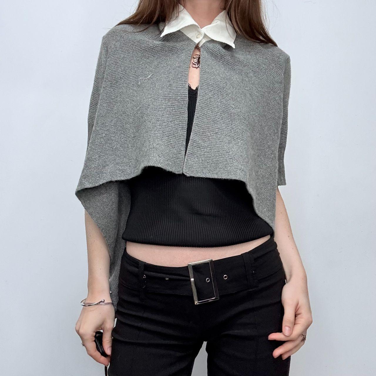 Grey ribbed asymmetric flared Cop Copine cardigan