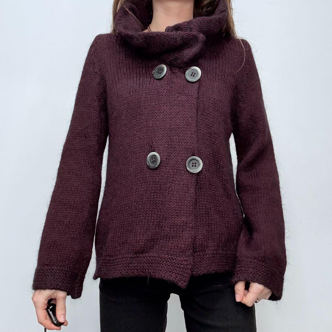 Asymmetric pinstripe flared knit jacket
