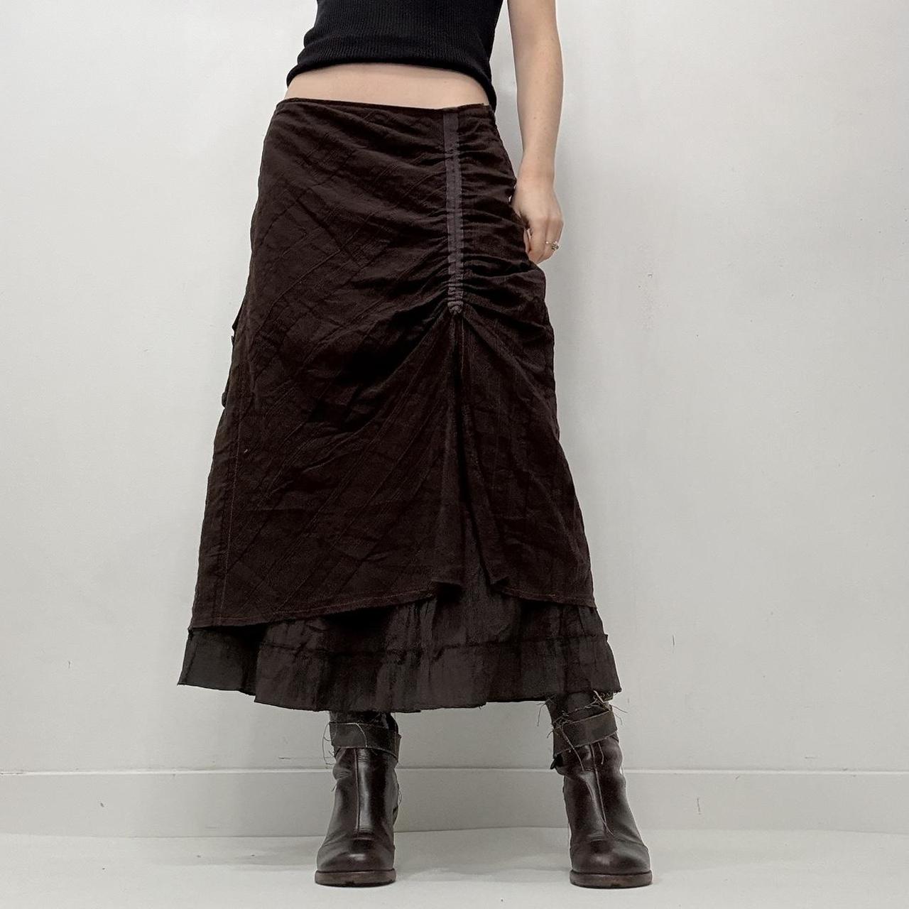 Brown pinstriped layered skirt