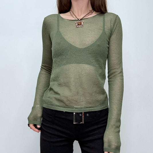 Sheer knit green top