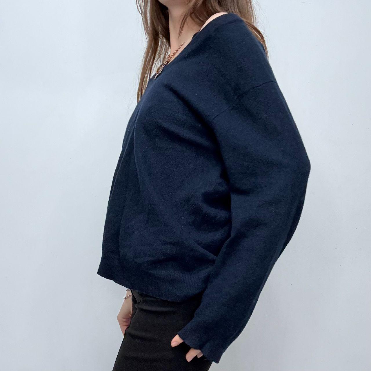 Navy wool knitted slouchy jumper