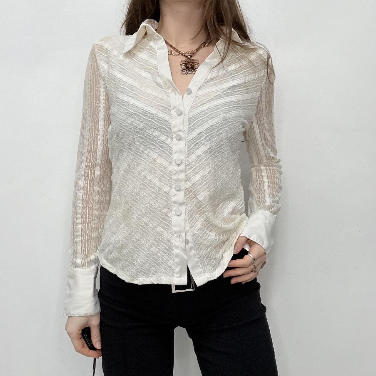 Lace fitted flared shirt