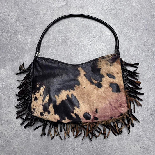 Western cowhide fringe shoulder bag