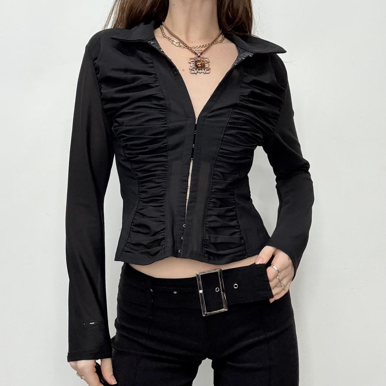 Black cinched corset shirt