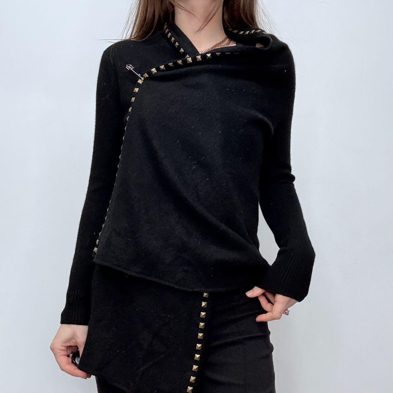 Studded asymmetric cardigan
