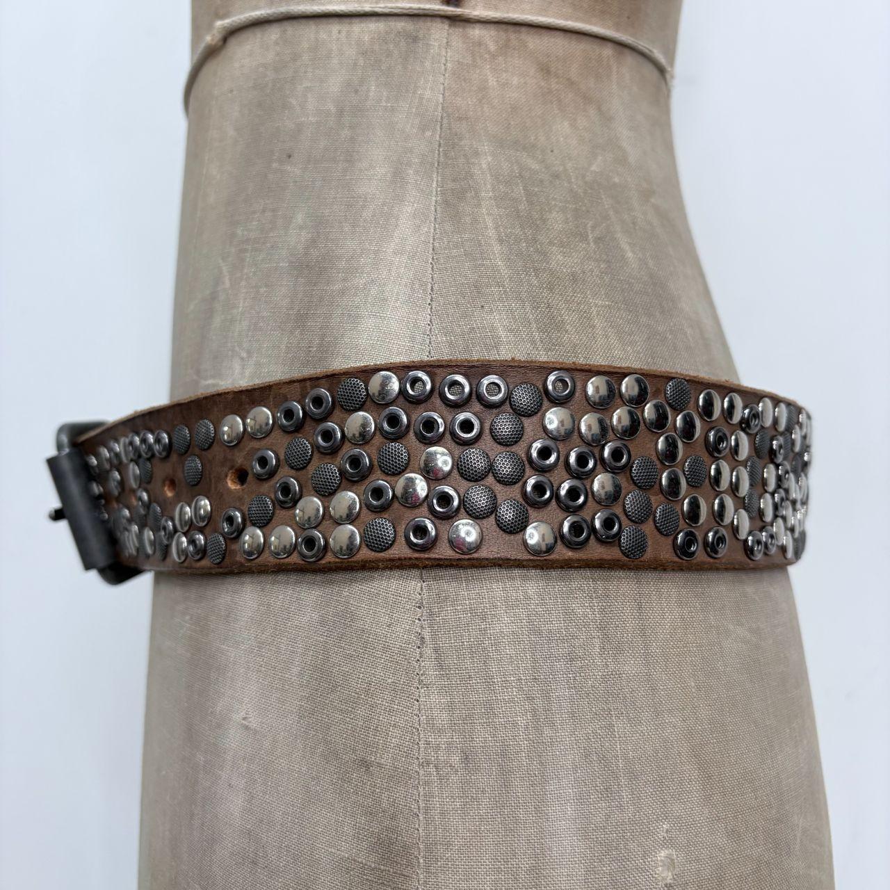 Brown leather studded grunge belt