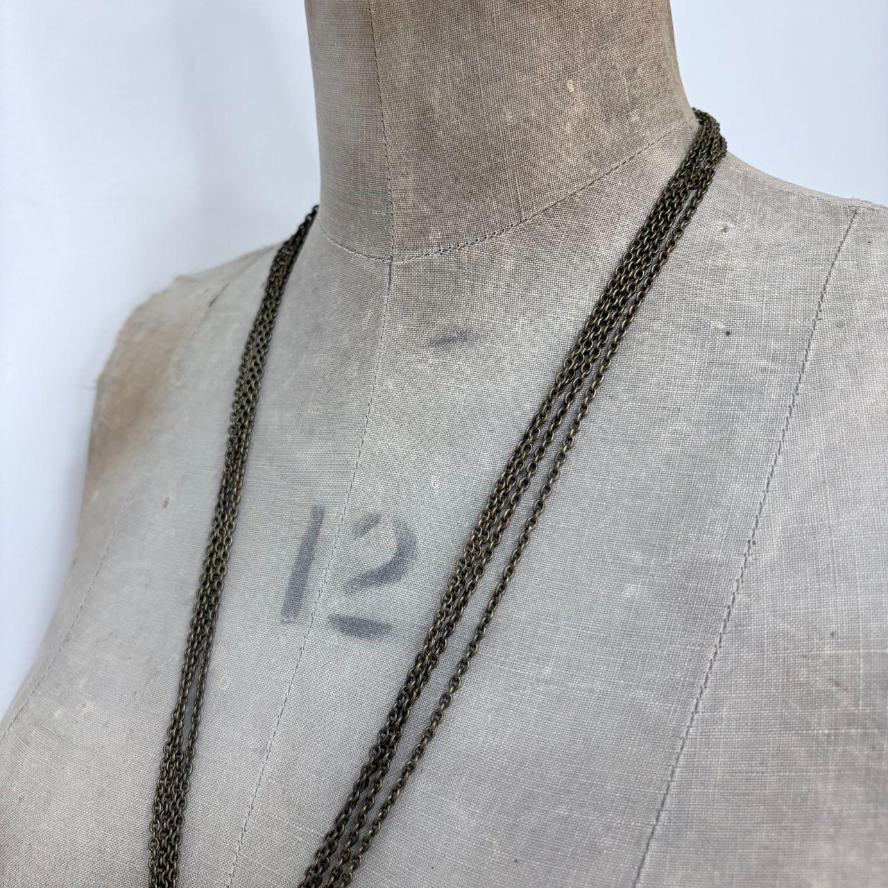 Brass long draped chain necklace