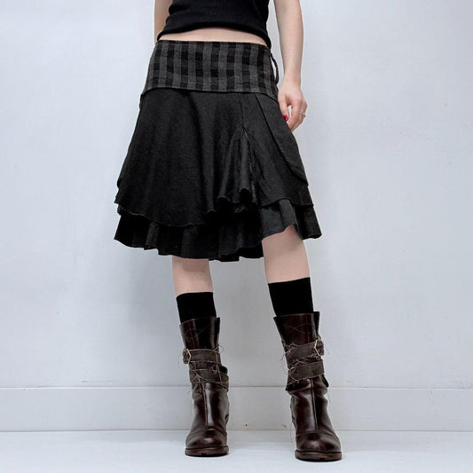 Layered black striped ruffle skirt