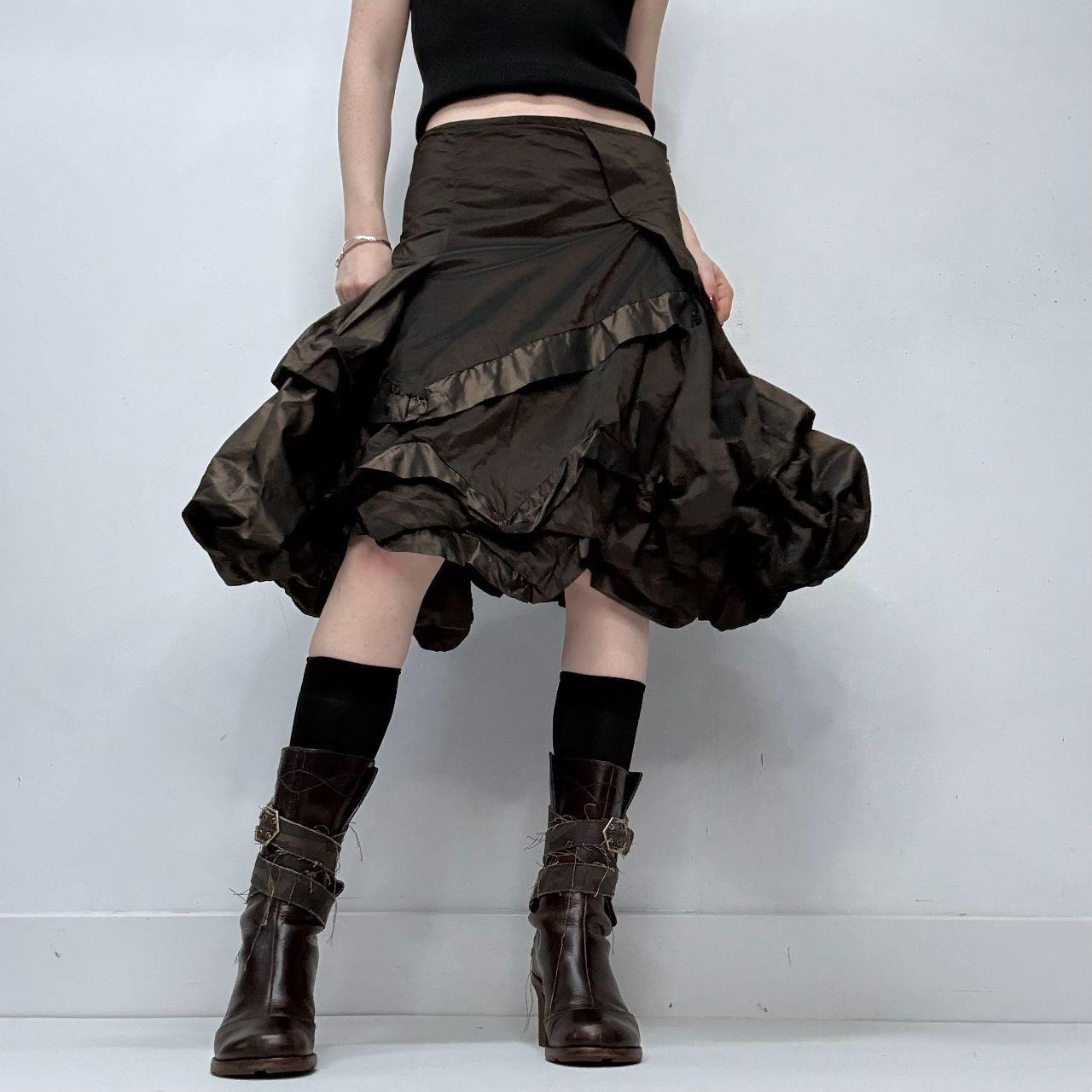 Brown layered puff grunge skirt