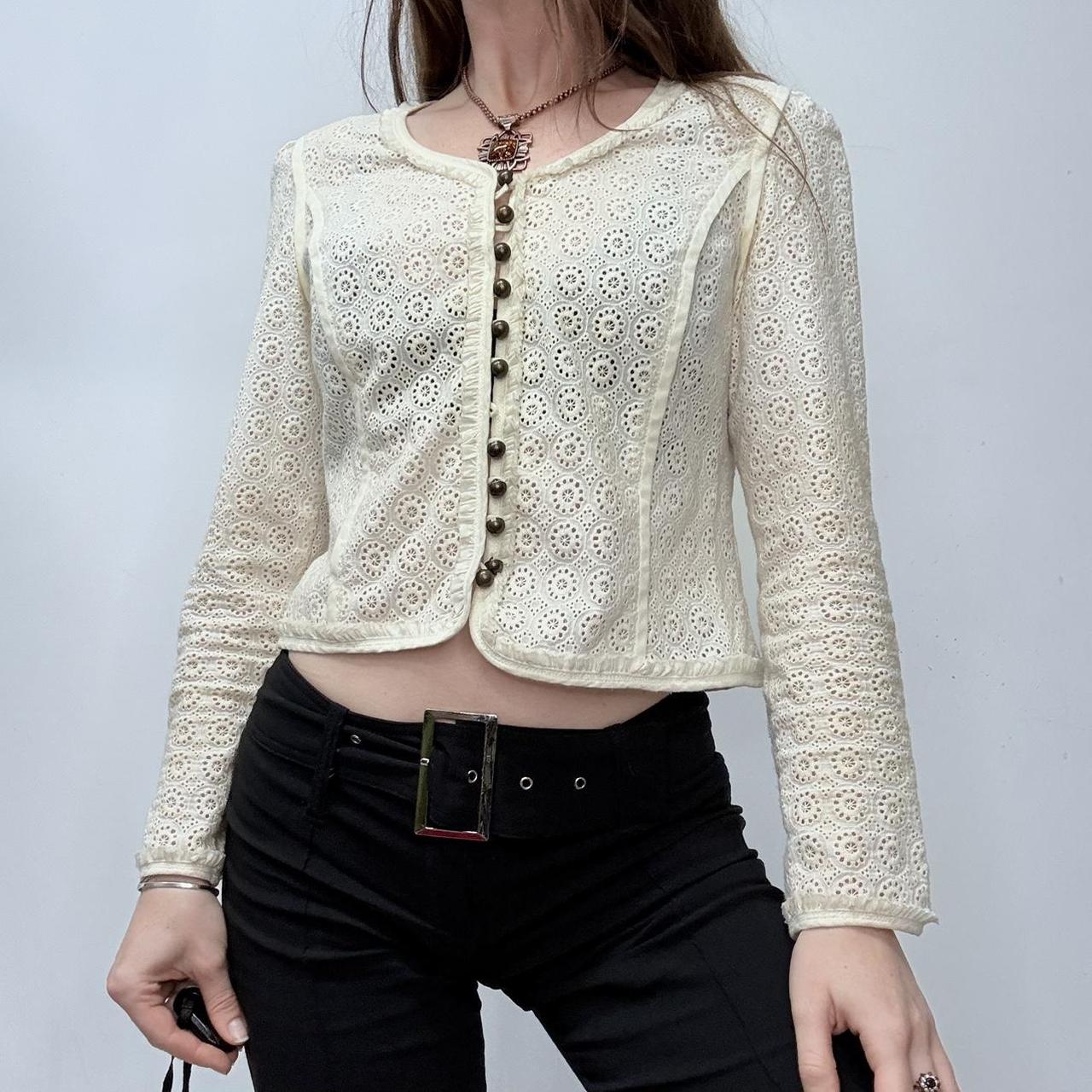 Cream embroidered regency blouse