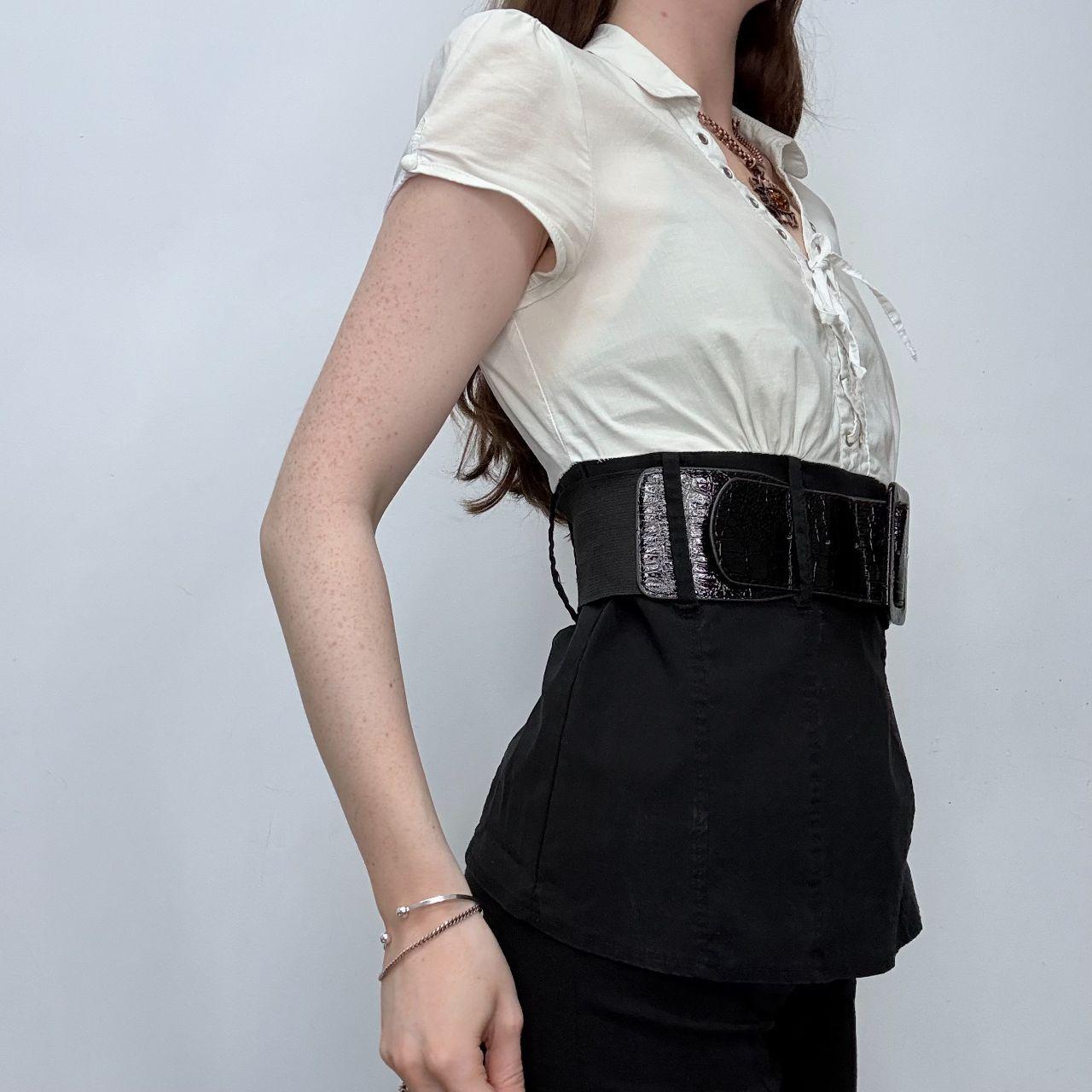 Fitted corset belted Y2K shirt