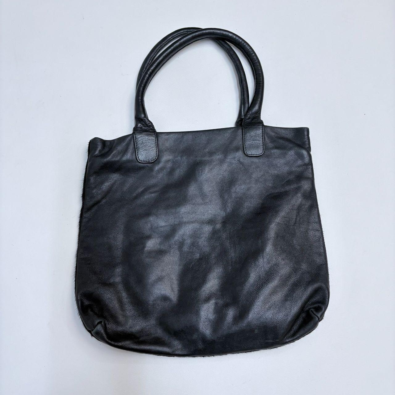Back pony hair leather bag