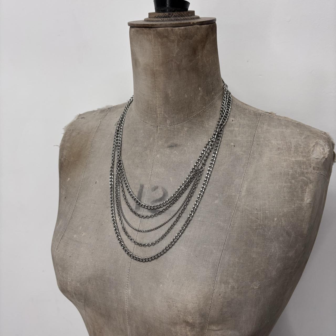 Silver chain long drape necklace