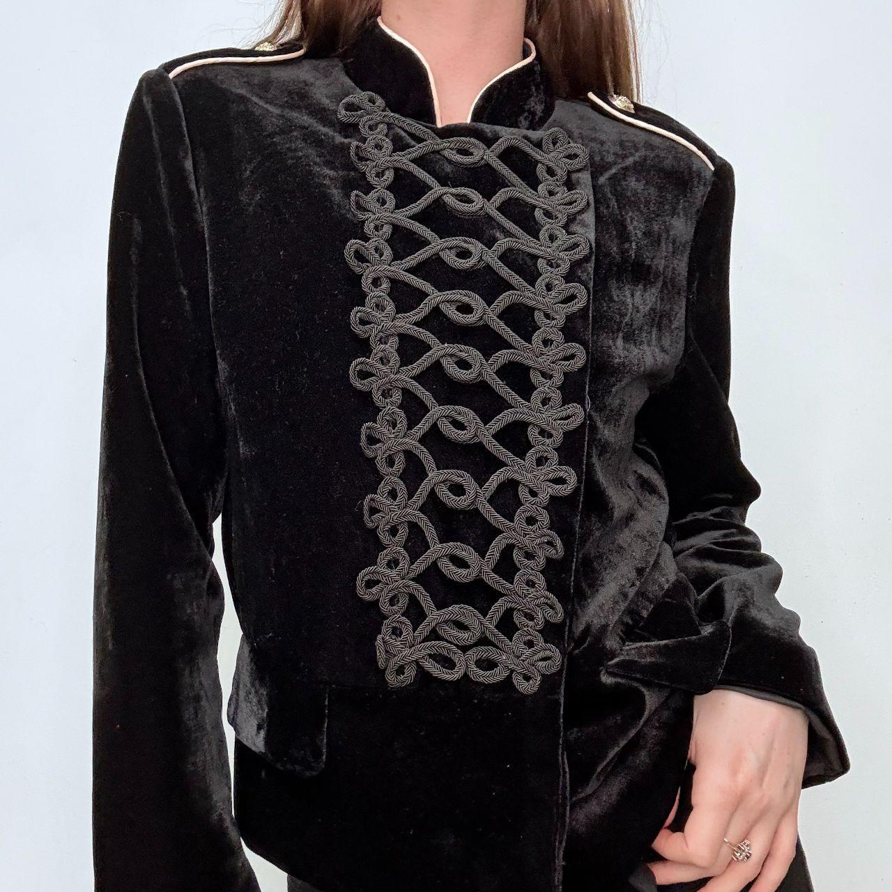 Asyemmtric black baroque military jacket