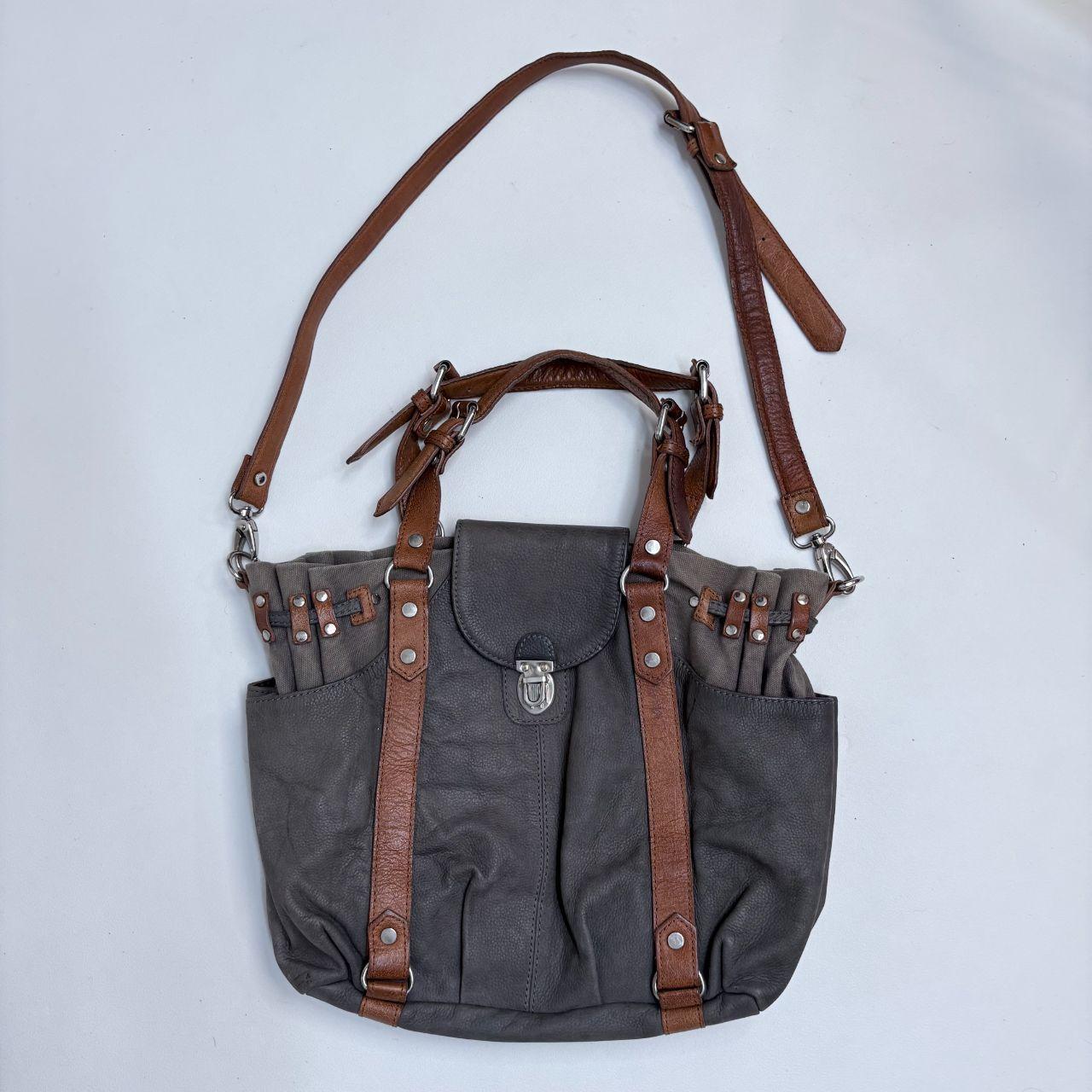 Grey cargo slouchy grunge leather bag