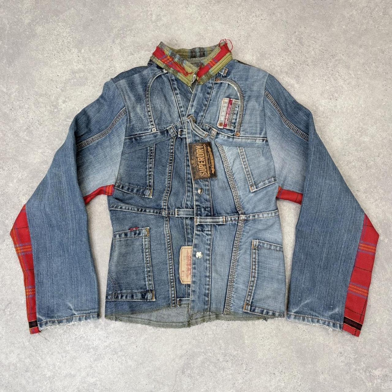 Deconstructed flared jean handmade jacket