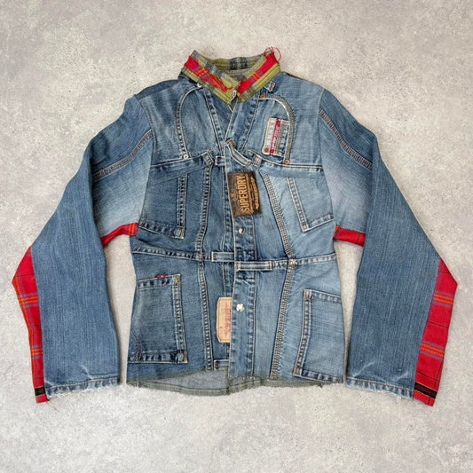 Deconstructed flared jean handmade jacket
