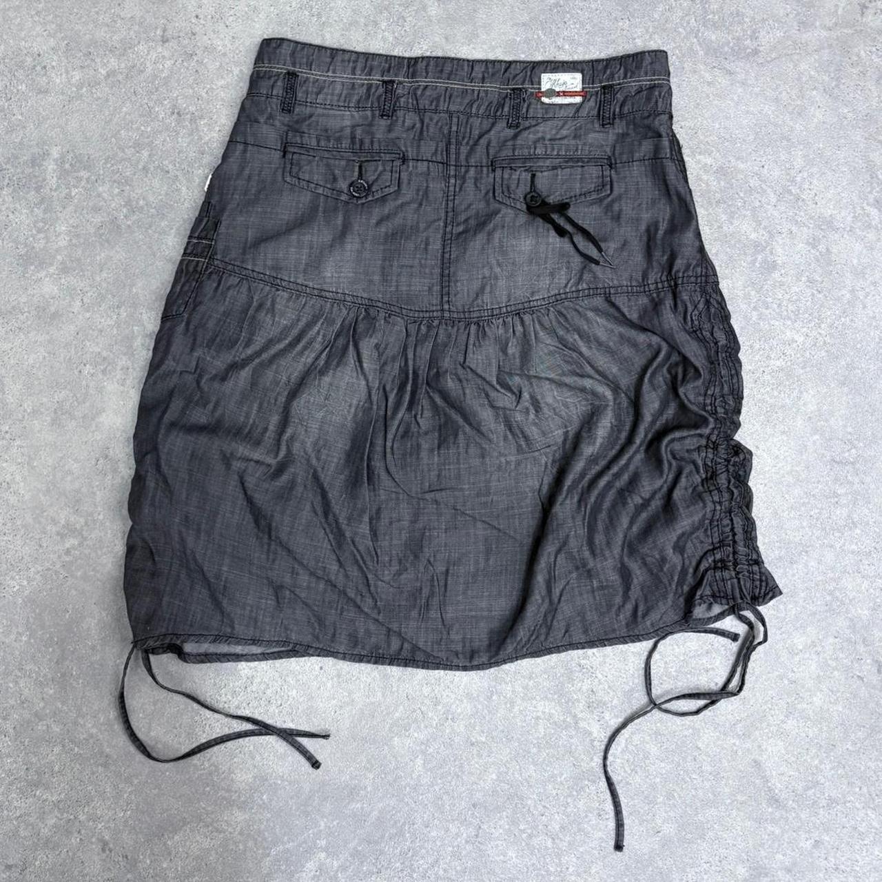 Ditressed denim utility grunge skirt