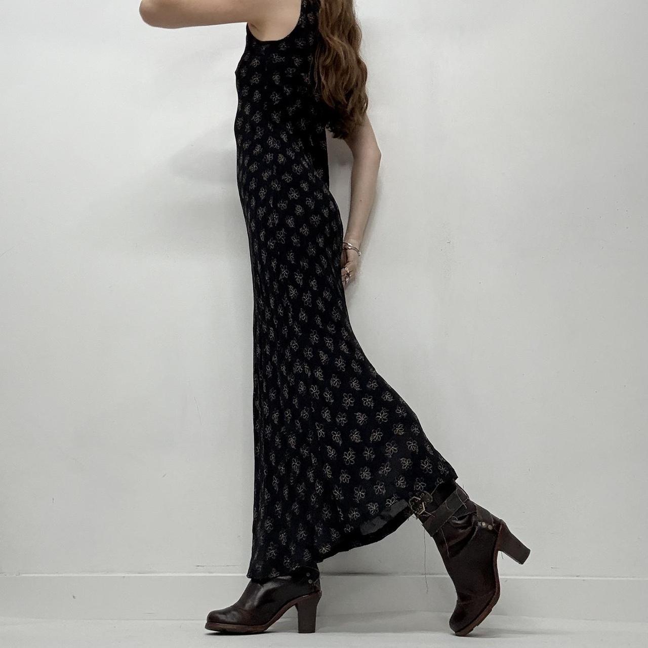 Black bias cut floral maxi dress