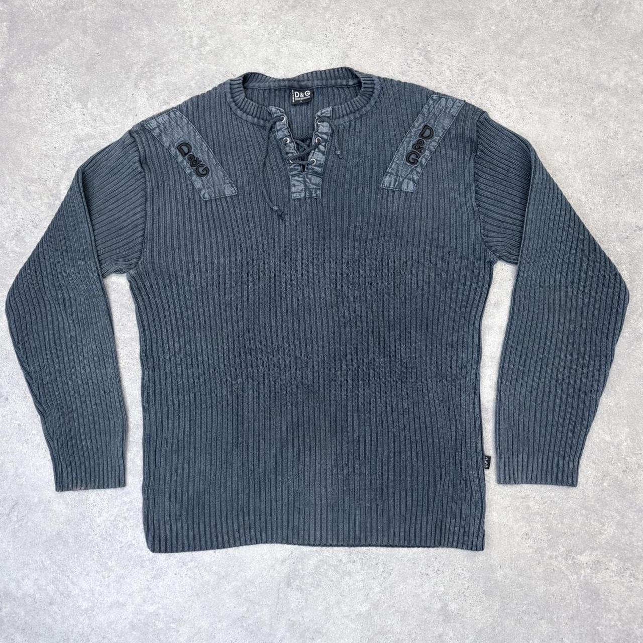Distressed chunky rib knit jumper