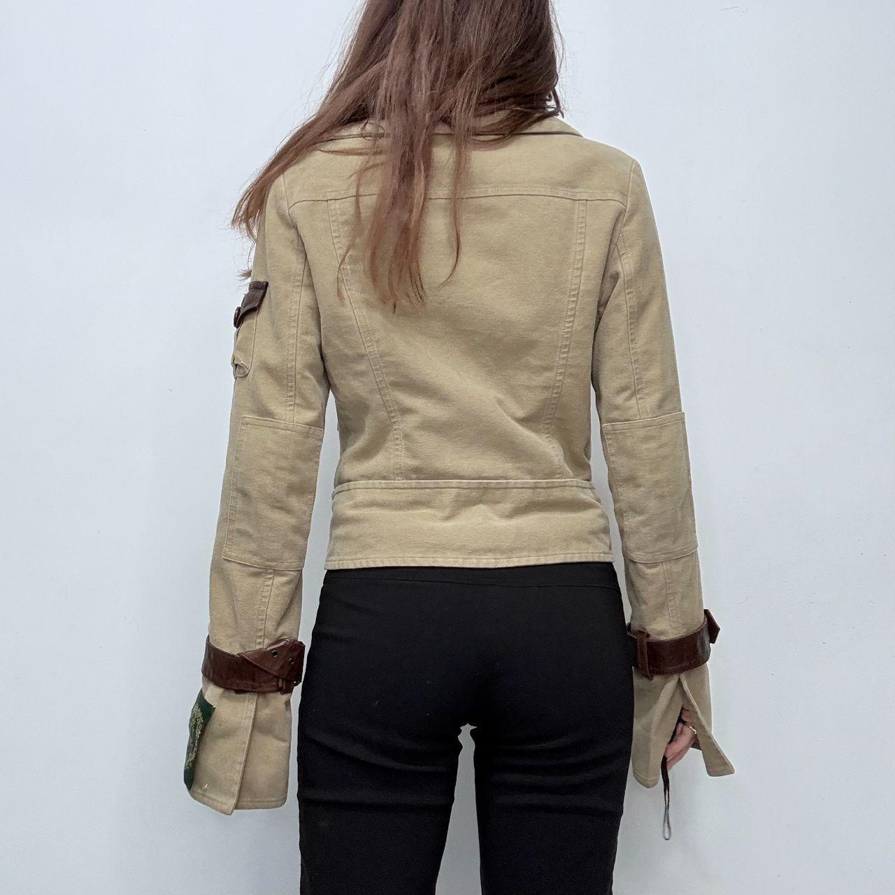 Buckle belted flared cargo jacket