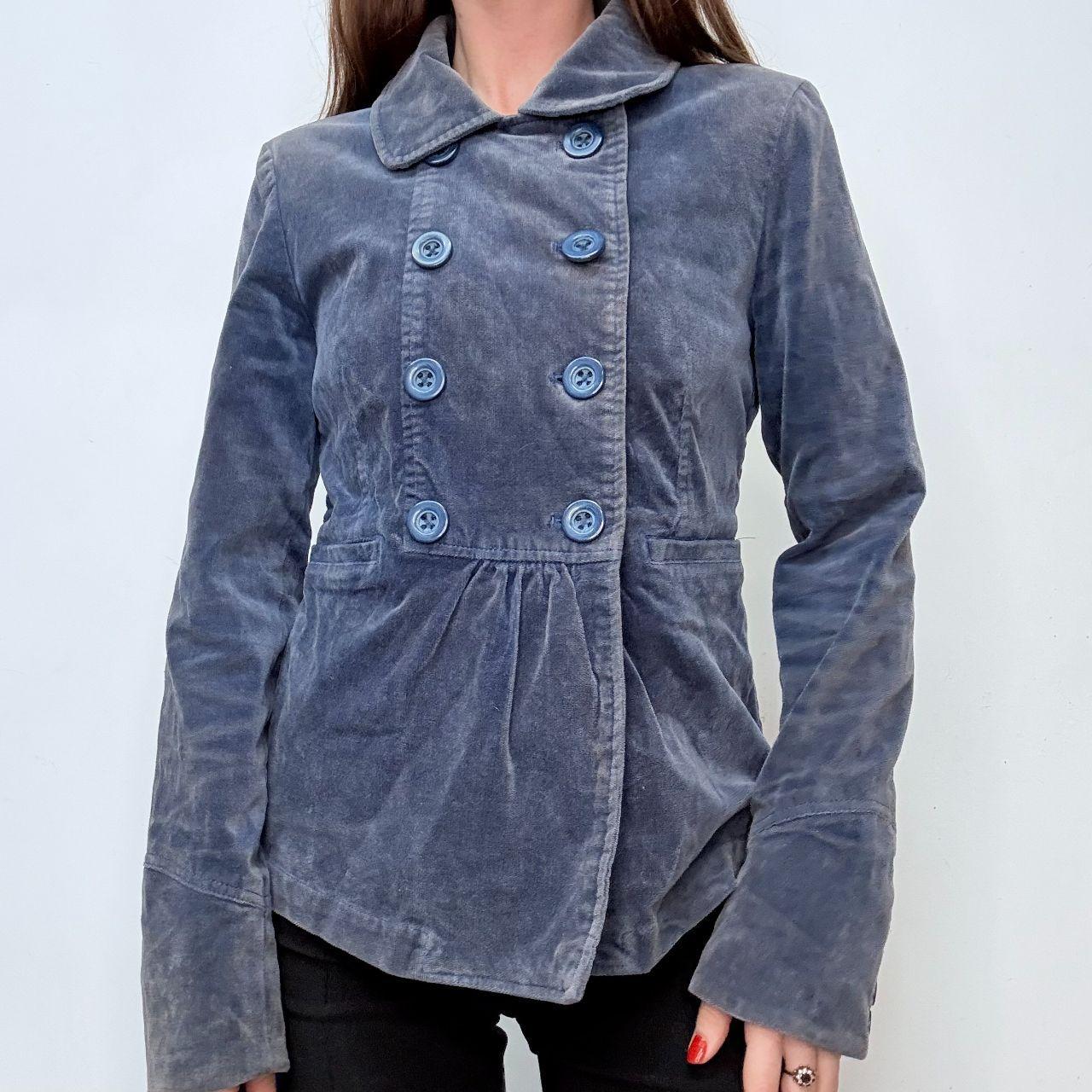 Blue velvet button peacoat