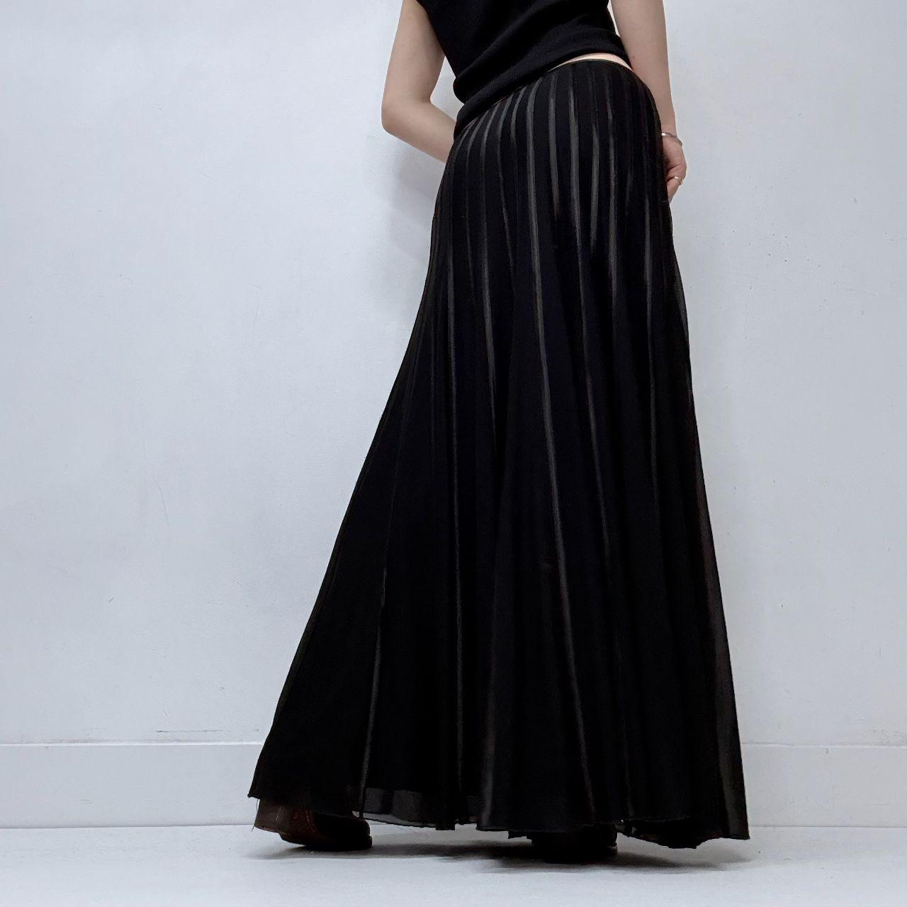 Black ribbon striped flared grunge skirt