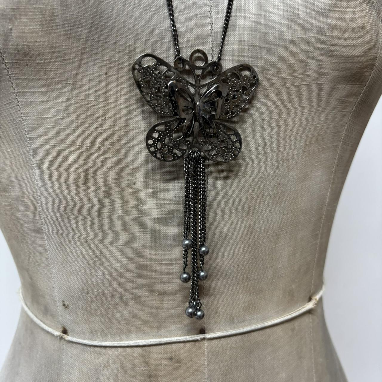 Long metal butterfly necklace