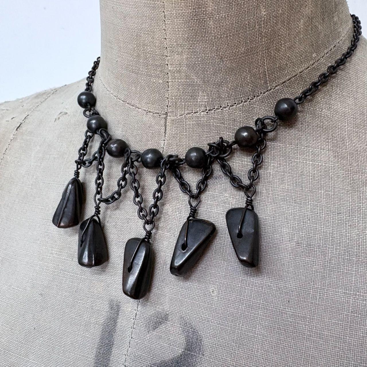 Black draped chain necklace