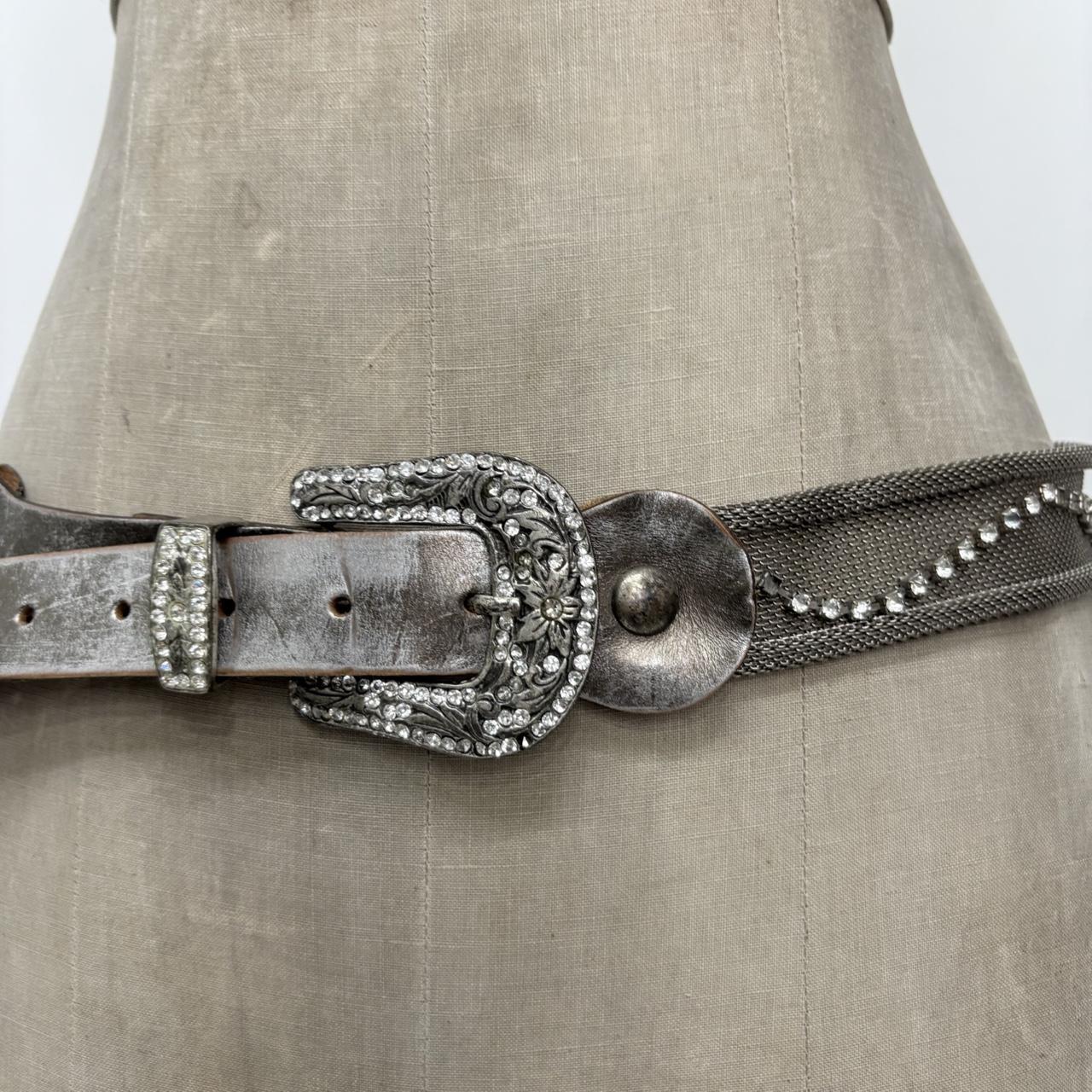Silver metal western studded belt