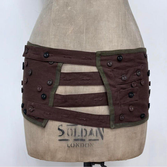 Asymmetric button thick cotton utility belt