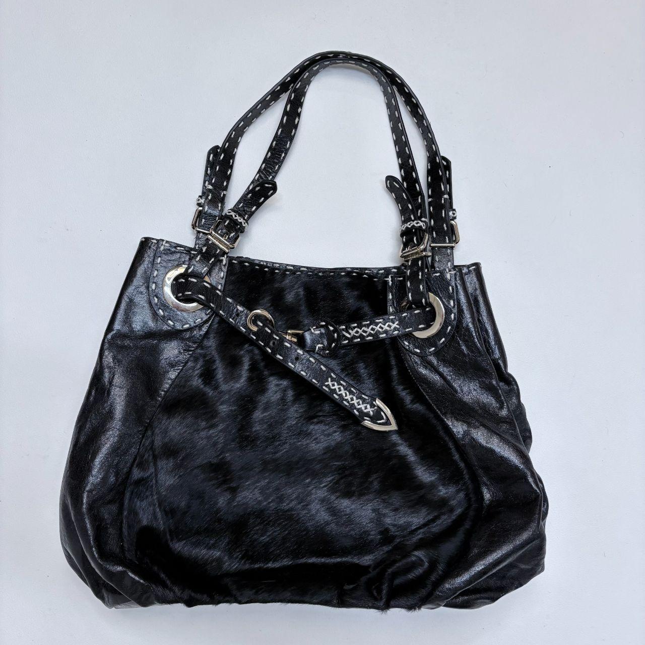 Black ponyhair Fendi eyelet bag