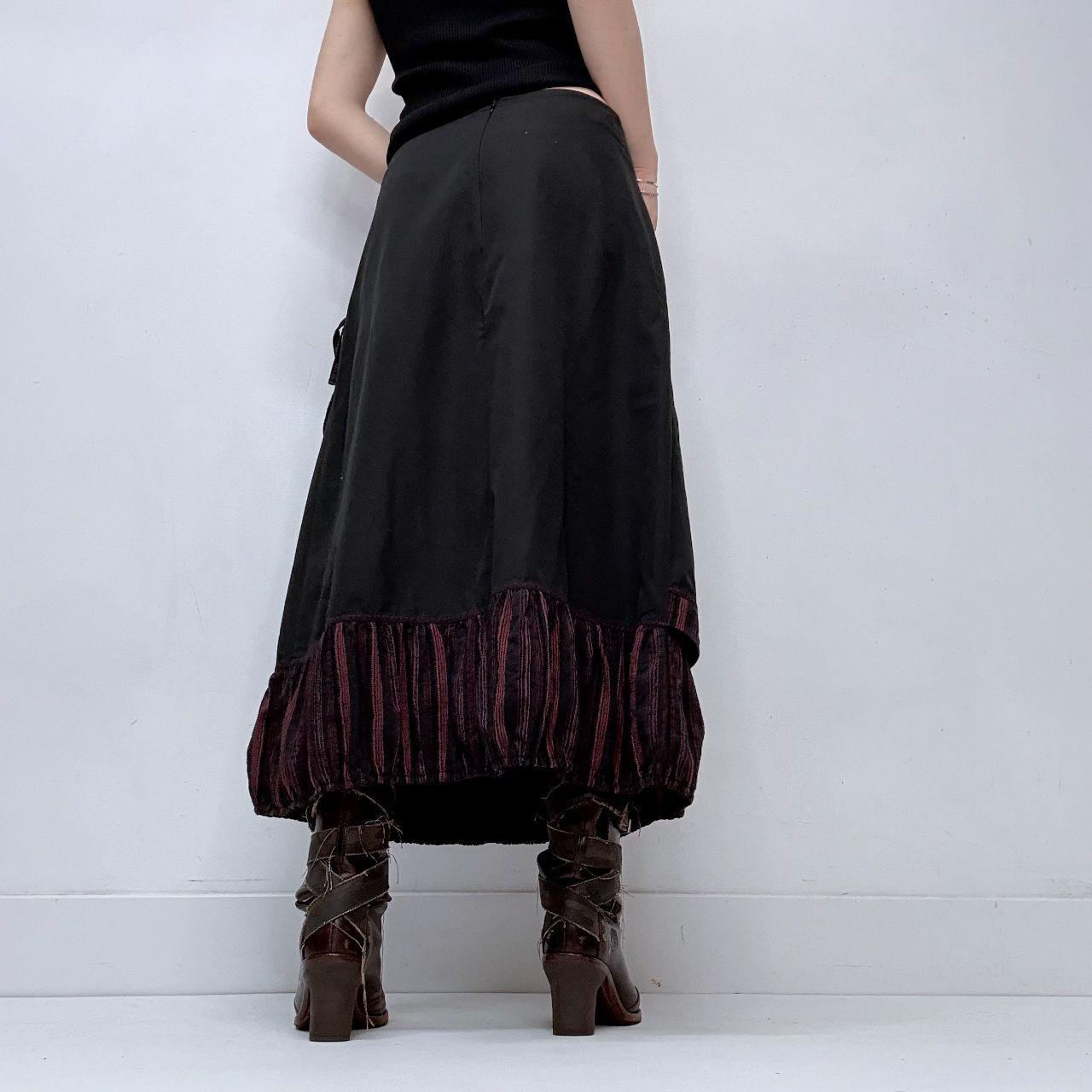 Black pinstripe asymmetric puff skirt