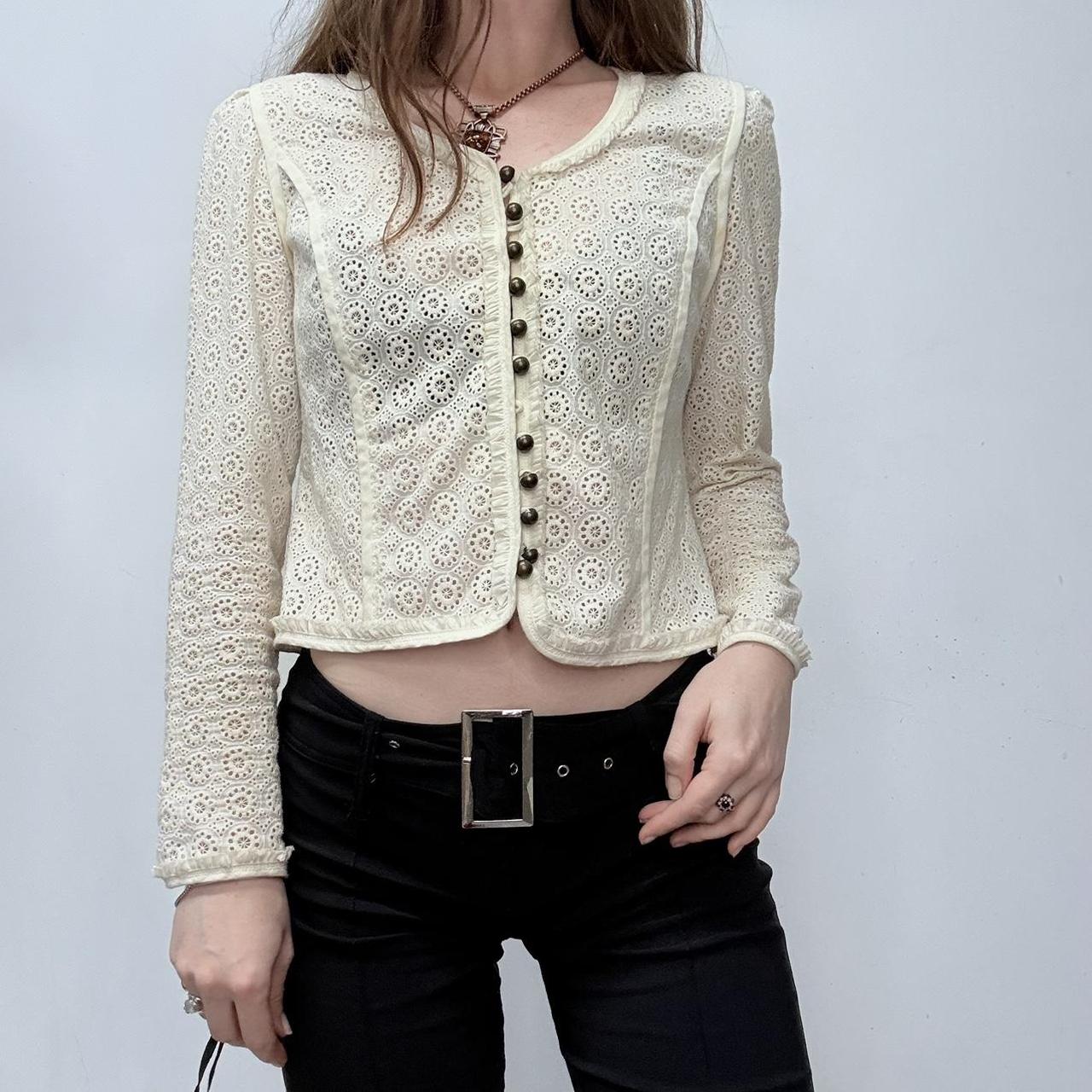 Cream embroidered regency blouse