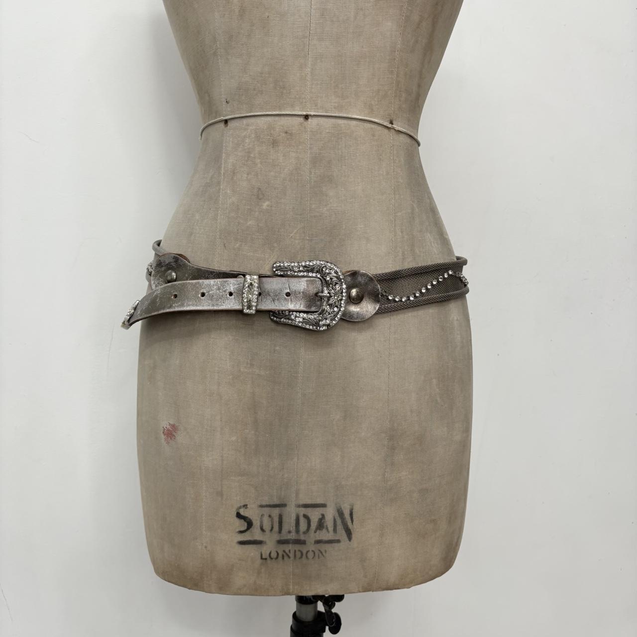 Silver metal western studded belt