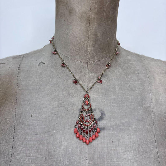 Boho hanging bead necklace