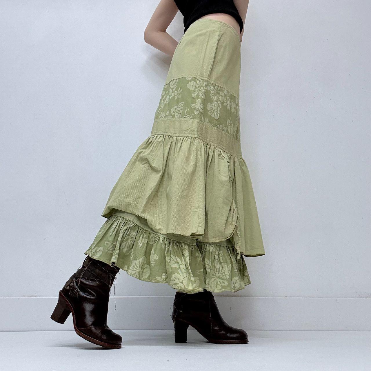 Green ruffle layered fairy skirt